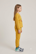 Girls "GRL PWR" Floral Sweatshirt & Joggers Set – Vibrant Yellow Tracksuit