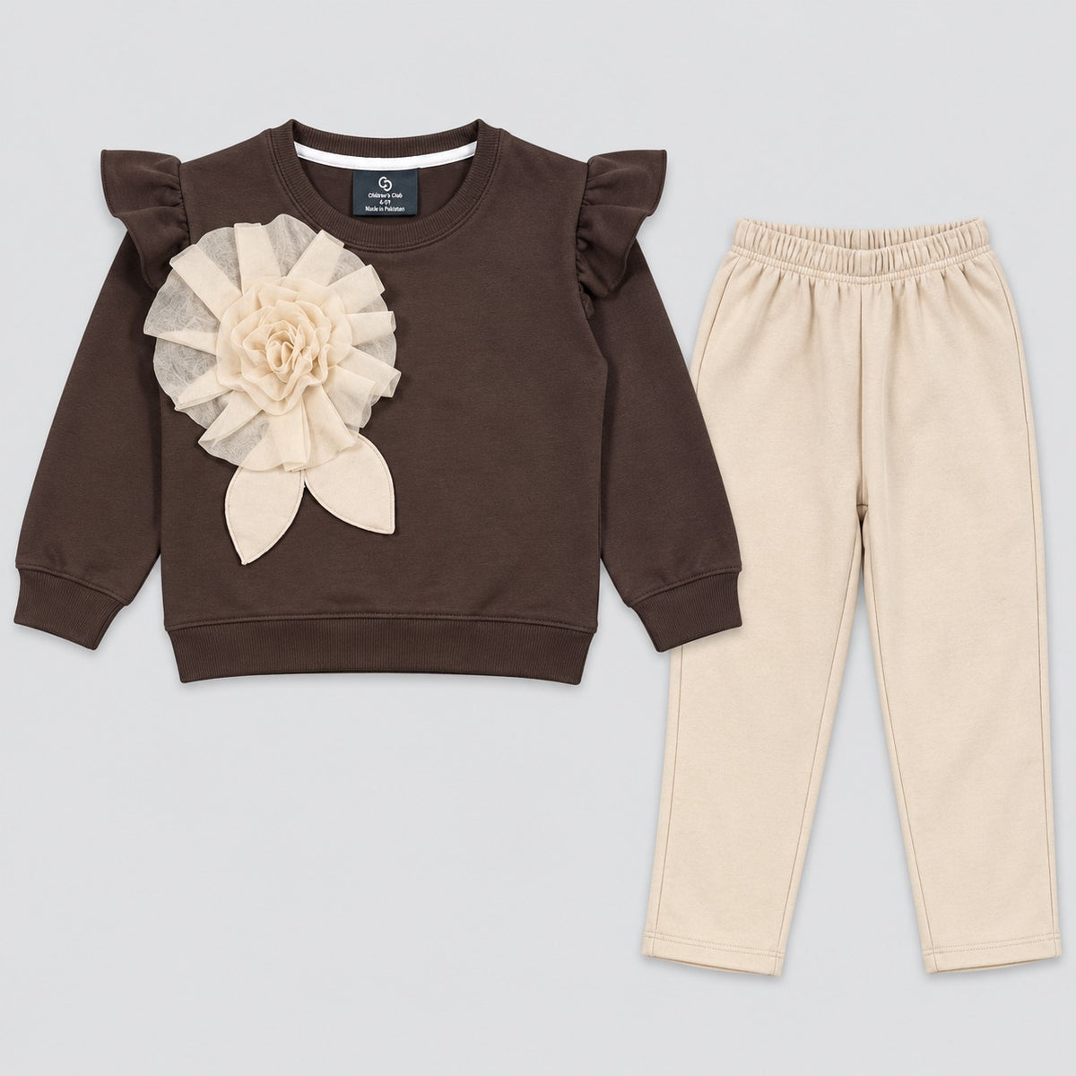 Girls Black & Cream Stylish 2-Piece Suit