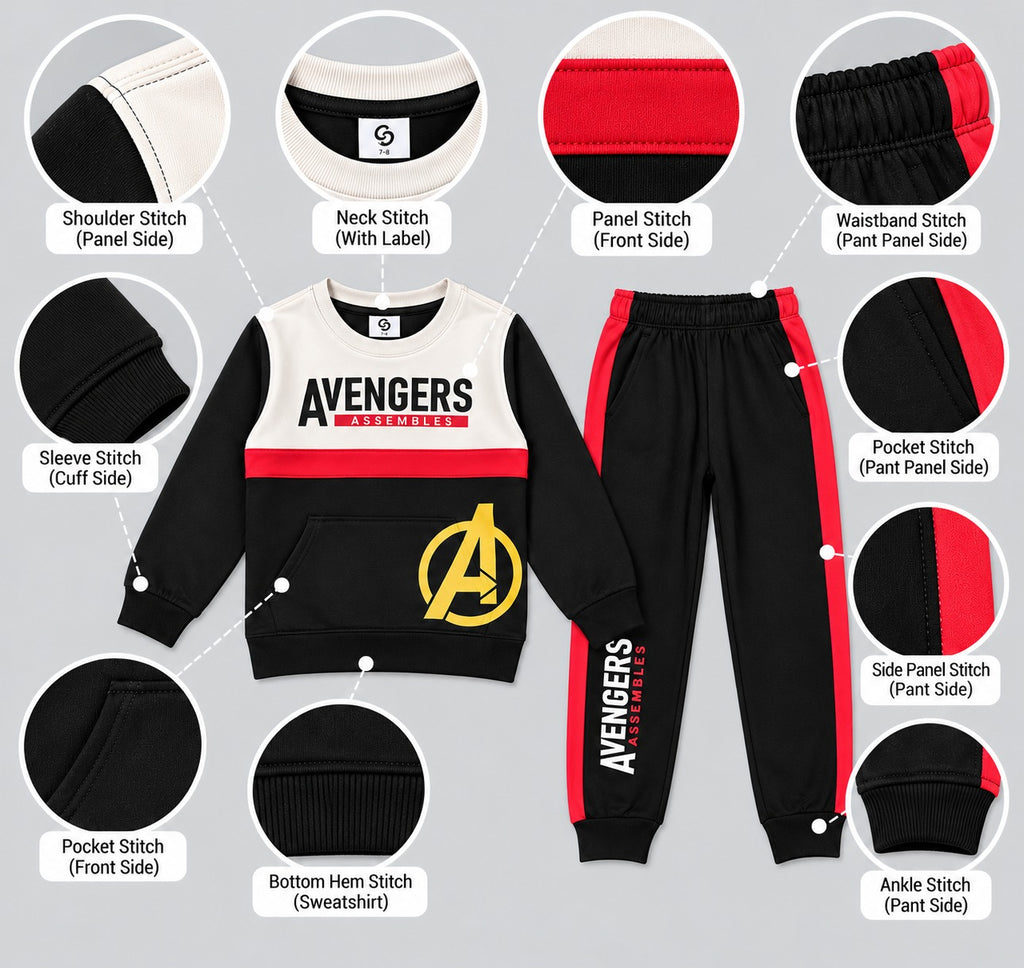 Kids "Avengers Assembles" Sweatshirt & Jogger Set | Boys Superhero Fleece Tracksuit