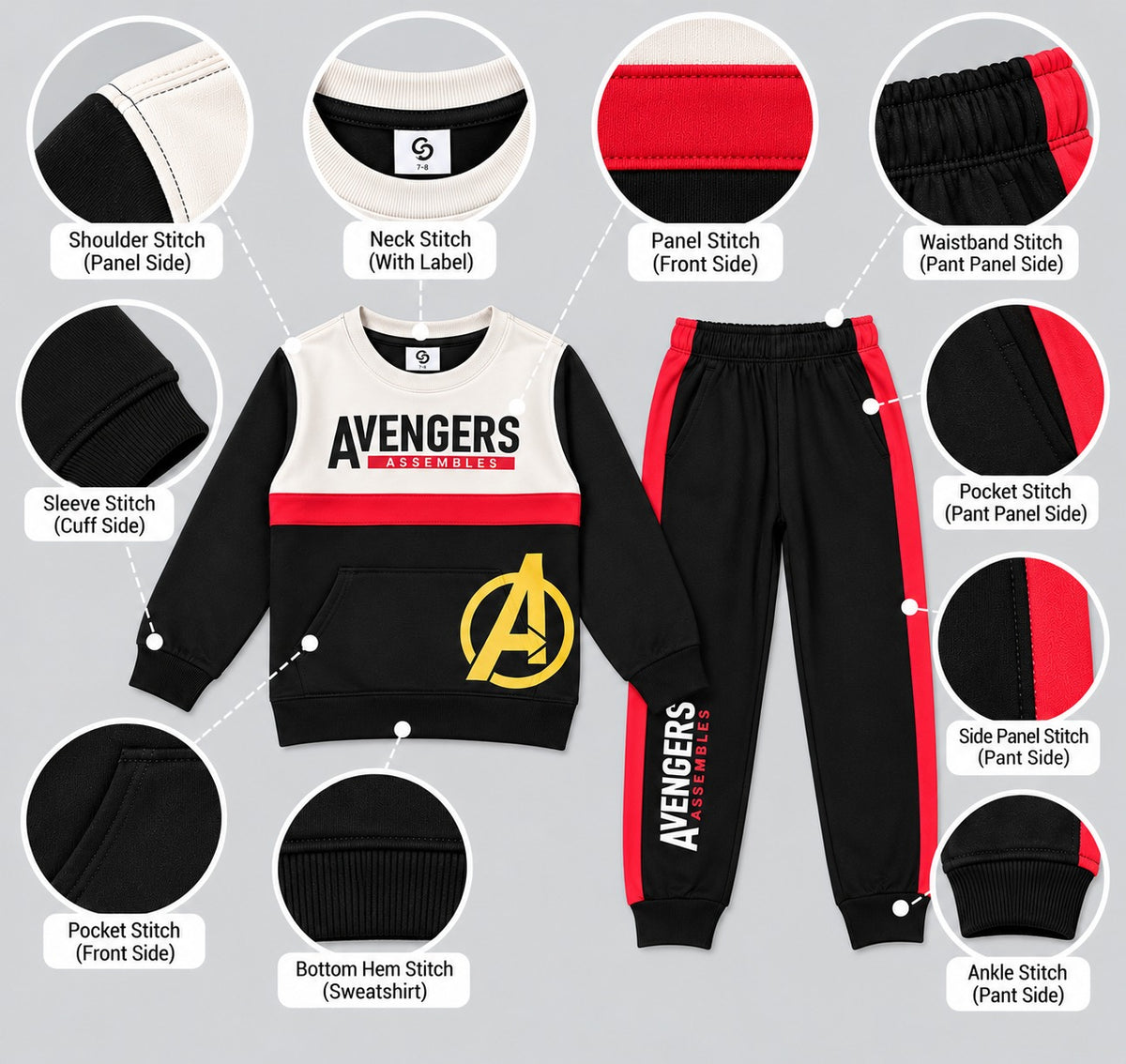 Kids "Avengers Assembles" Sweatshirt & Jogger Set | Boys Superhero Fleece Tracksuit