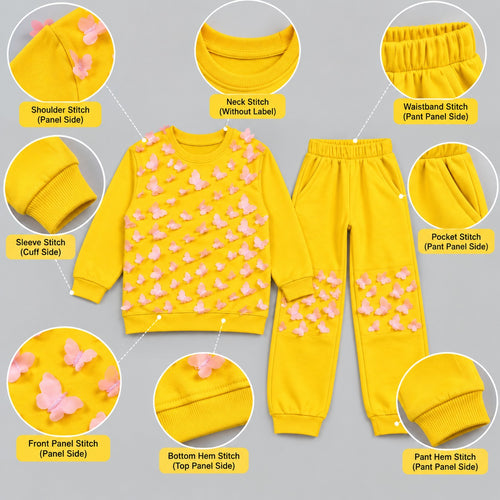 3D Butterfly Yellow Kids Sweatshirt & Jogger Set