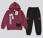 Kids "Be Bold" Maroon Hoodie & Cargo Jogger Set | Boys Stylish Winter Outfit