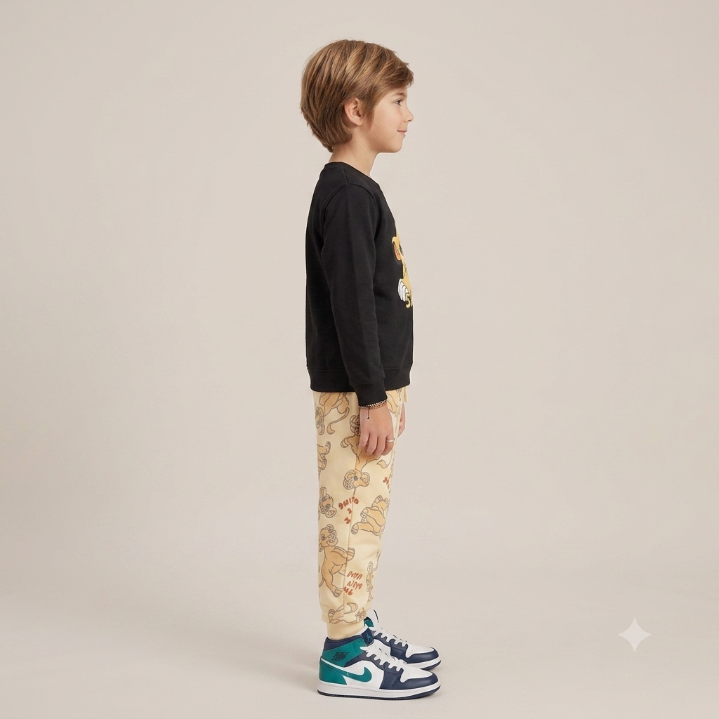 Kids "Simba" The Lion King Sweatshirt & Jogger Set | Boys Black & Cream Disney Tracksuit