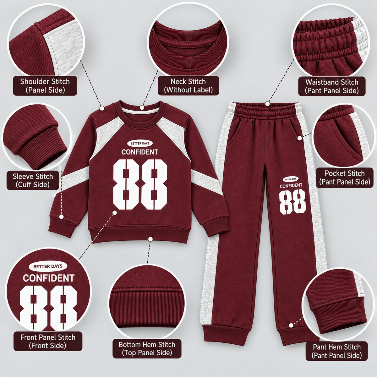 Title: Kids 88 Graphic Contrast Panel Tracksuit Set