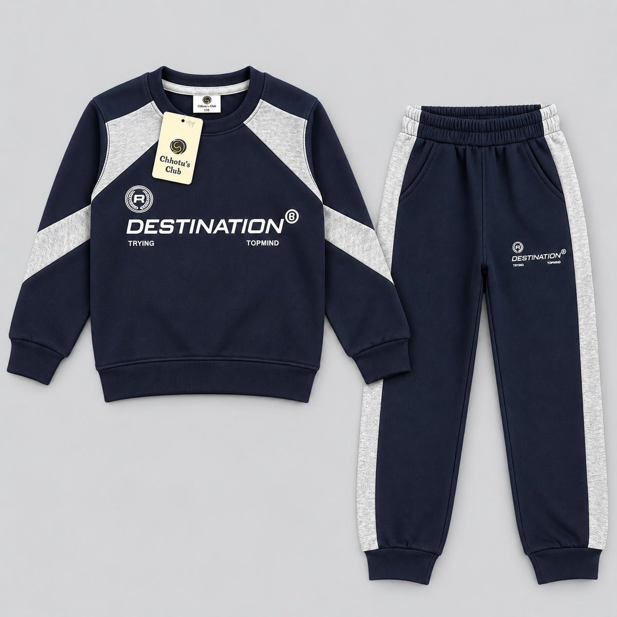 Boys Black & Grey Destination Tracksuit Set