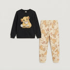 Kids "Simba" The Lion King Sweatshirt & Jogger Set | Boys Black & Cream Disney Tracksuit