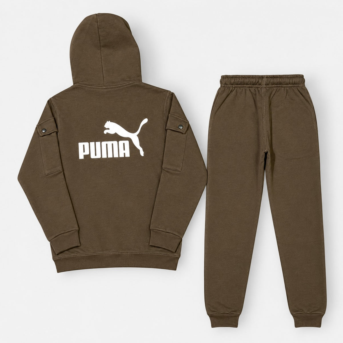 Kids Hooded Zip-Up Cargo Tracksuit Set