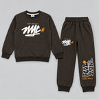 Kids "UNLIMITED" Maroon Sweatshirt & Jogger Set | Boys NYC Graphic Fleece Tracksuit