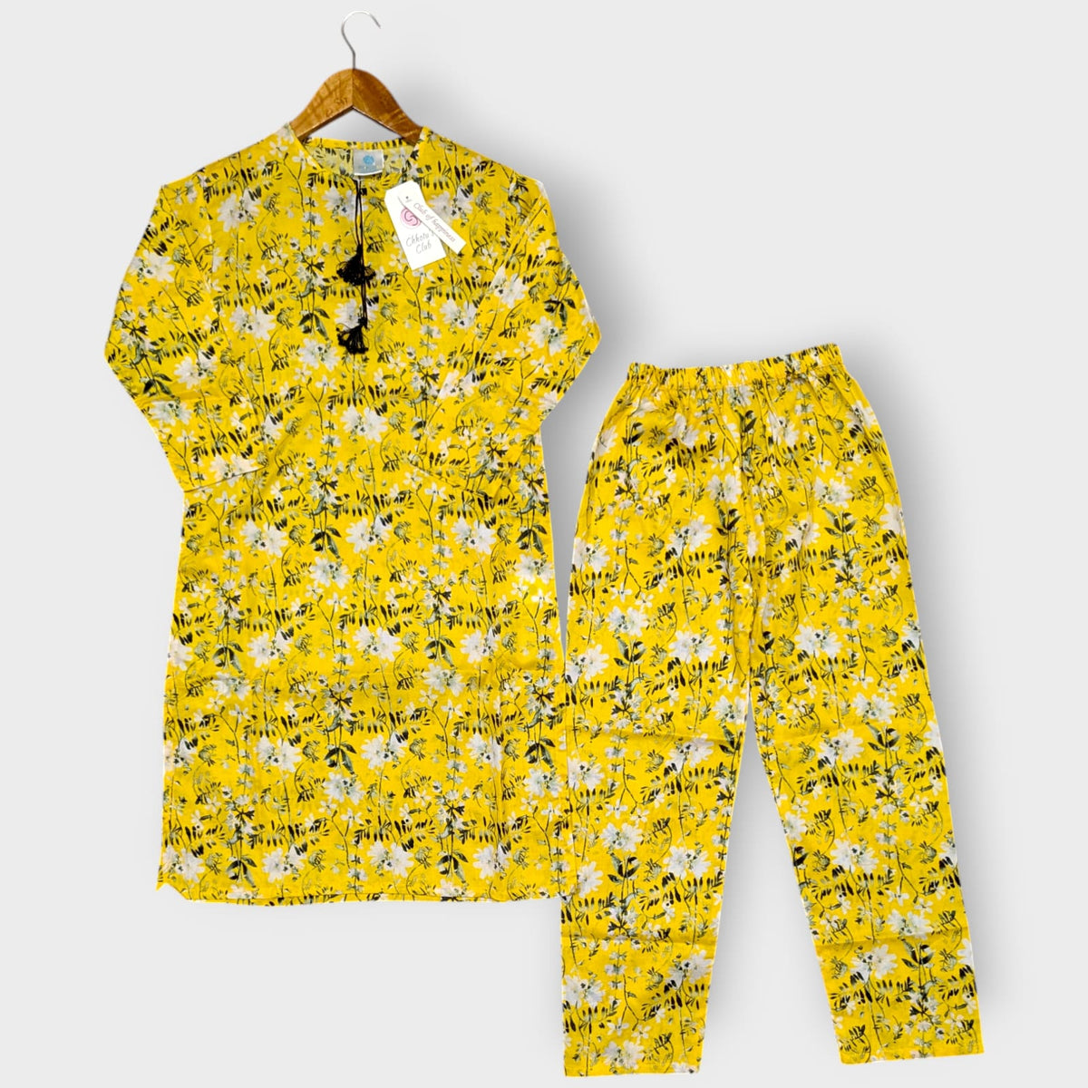 Floral Yellow lawn frock