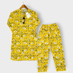 Floral Yellow lawn frock