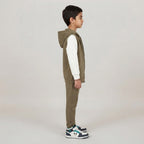 Kids Mickey Mouse 3-Piece Fleece Vest & Tracksuit Set | Boys Olive Green & White Disney Outfit