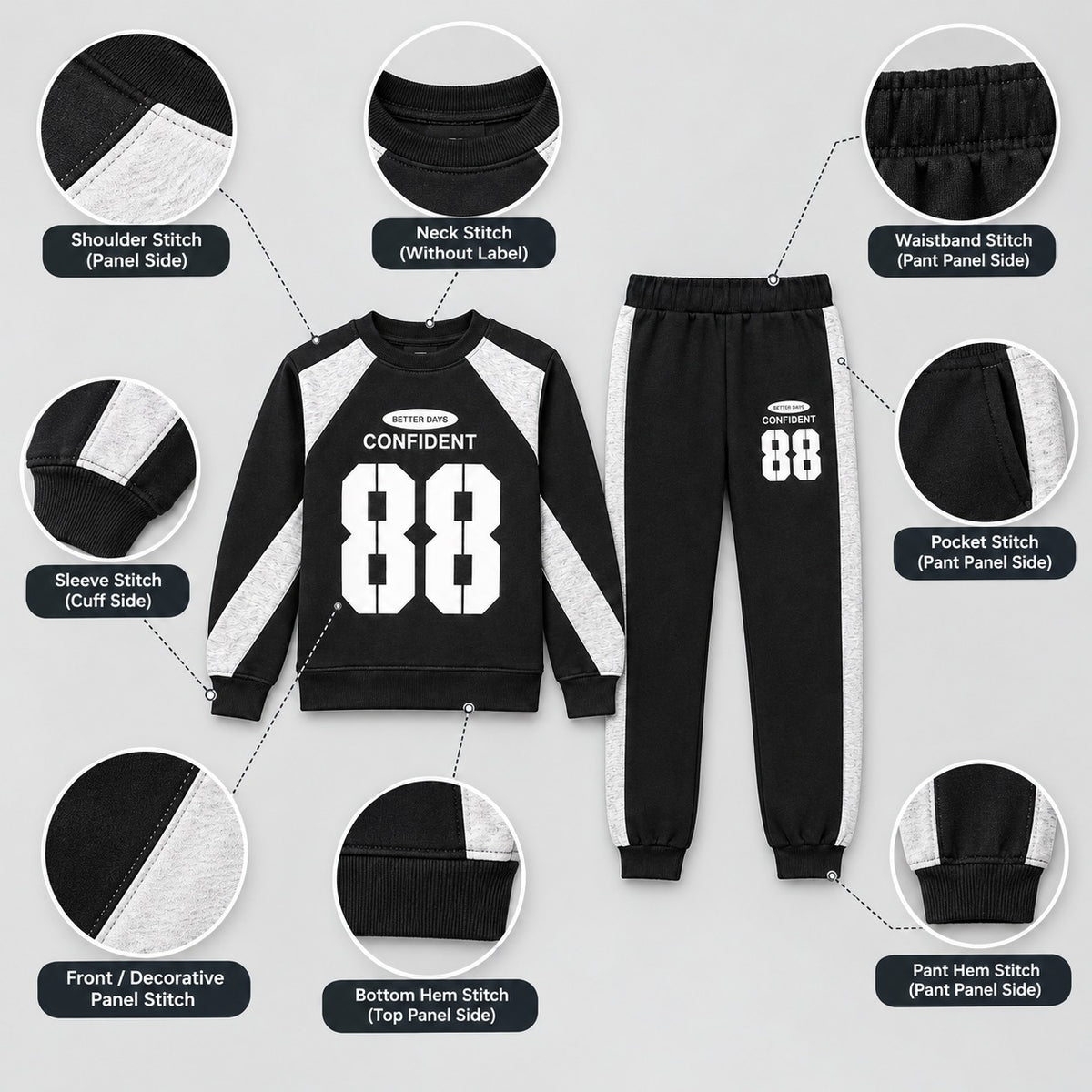 Title: Kids 88 Graphic Contrast Panel Tracksuit Set