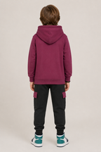 Kids "Be Bold" Maroon Hoodie & Cargo Jogger Set | Boys Stylish Winter Outfit