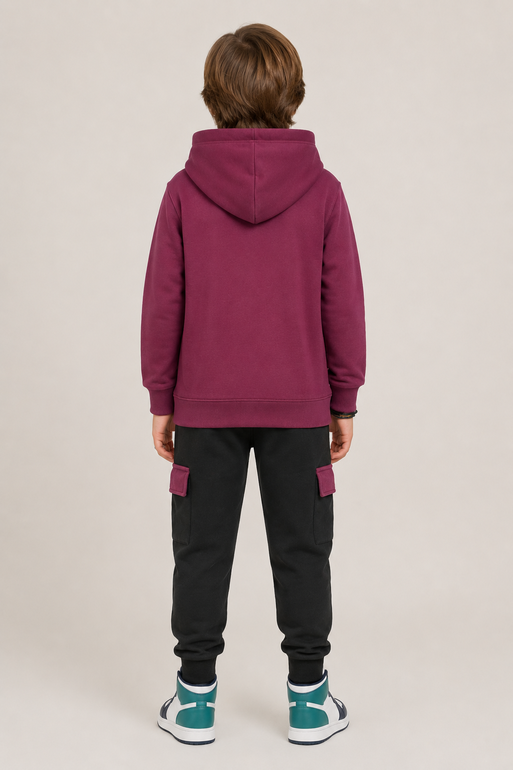Kids "Be Bold" Maroon Hoodie & Cargo Jogger Set | Boys Stylish Winter Outfit