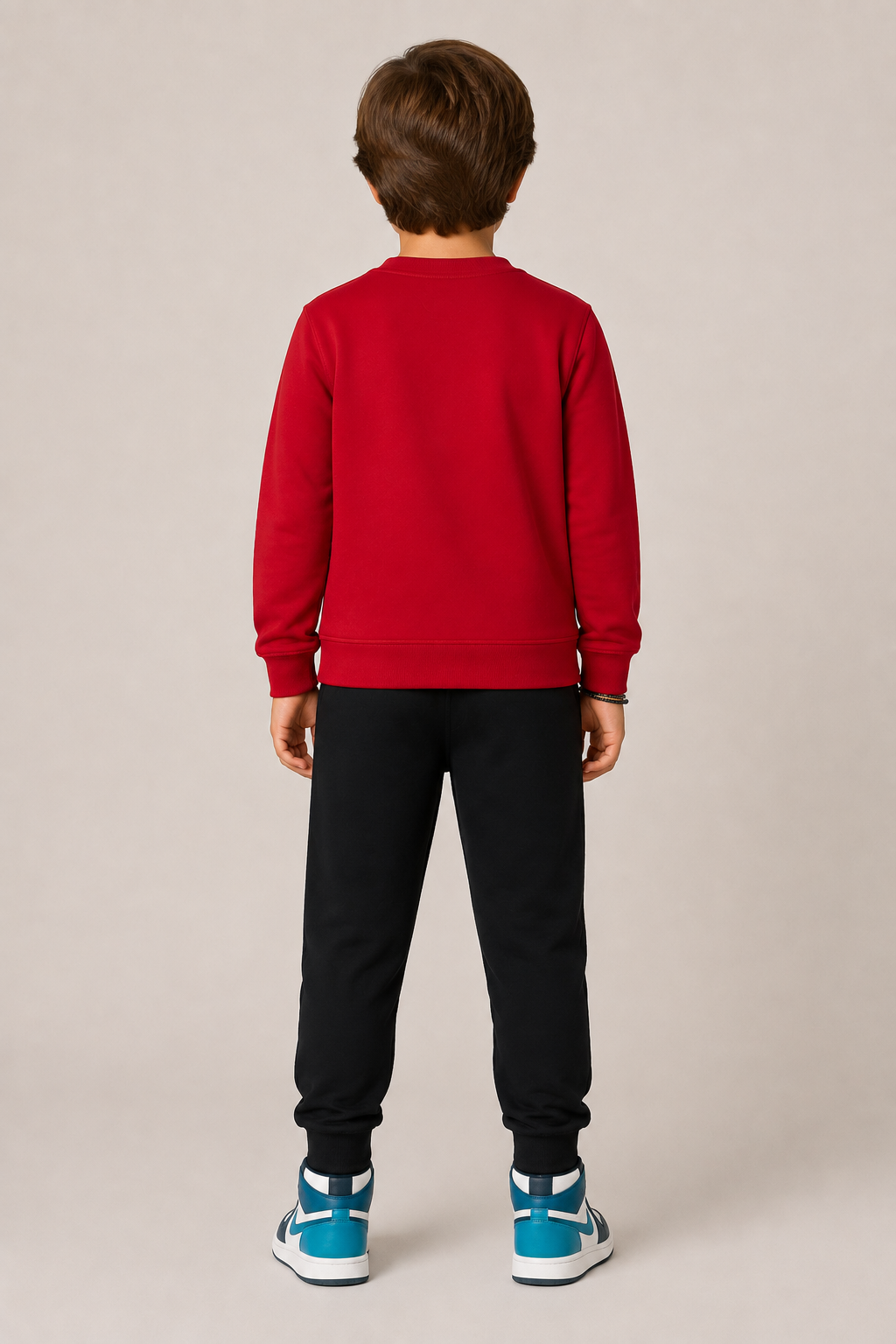 Kids "Just Looking 8" Red & Black Sweatshirt & Jogger Set | Boys Number 8 Fleece Tracksuit