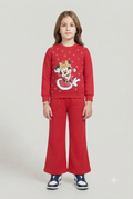 Girls Disney Minnie Mouse Holiday Sweatshirt & Flapper Trousers Set | Red Fleece Tracksuit