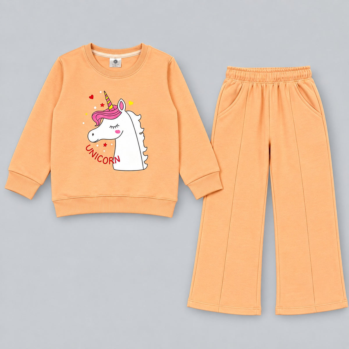 Girls’ Pink Unicorn Printed Sweatshirt & Jogger Set