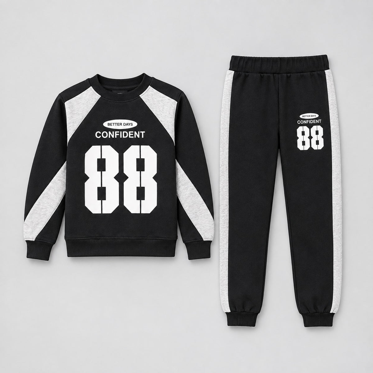 Title: Kids 88 Graphic Contrast Panel Tracksuit Set