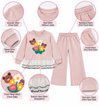 Girls Blossom Bear Ruffle Top & Wide-Leg Pants Set
