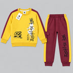 Kids "Youth Is Here" Mustard & Maroon Sweatshirt & Jogger Set | Boys Streetwear Fleece Tracksuit