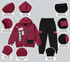 Kids "Be Bold" Maroon Hoodie & Cargo Jogger Set | Boys Stylish Winter Outfit
