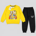 Kids Yellow “Scare You” Teddy Sweatshirt & Black Jogger Set