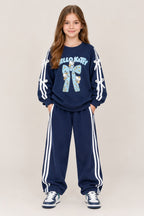 Girls Hello Kitty Bow Printed Sweatshirt & Wide-Leg Trouser Set